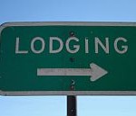 Lodging sign with arrow