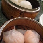 Dim Sum dumplings in steamer baskets
