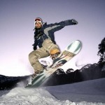 A snowboarder at Thredbo, Australia